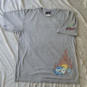 Jnco Jeans Grey Shirt Men XL Flames Dice Urban Baggy Streetwear Skater Viral 00s